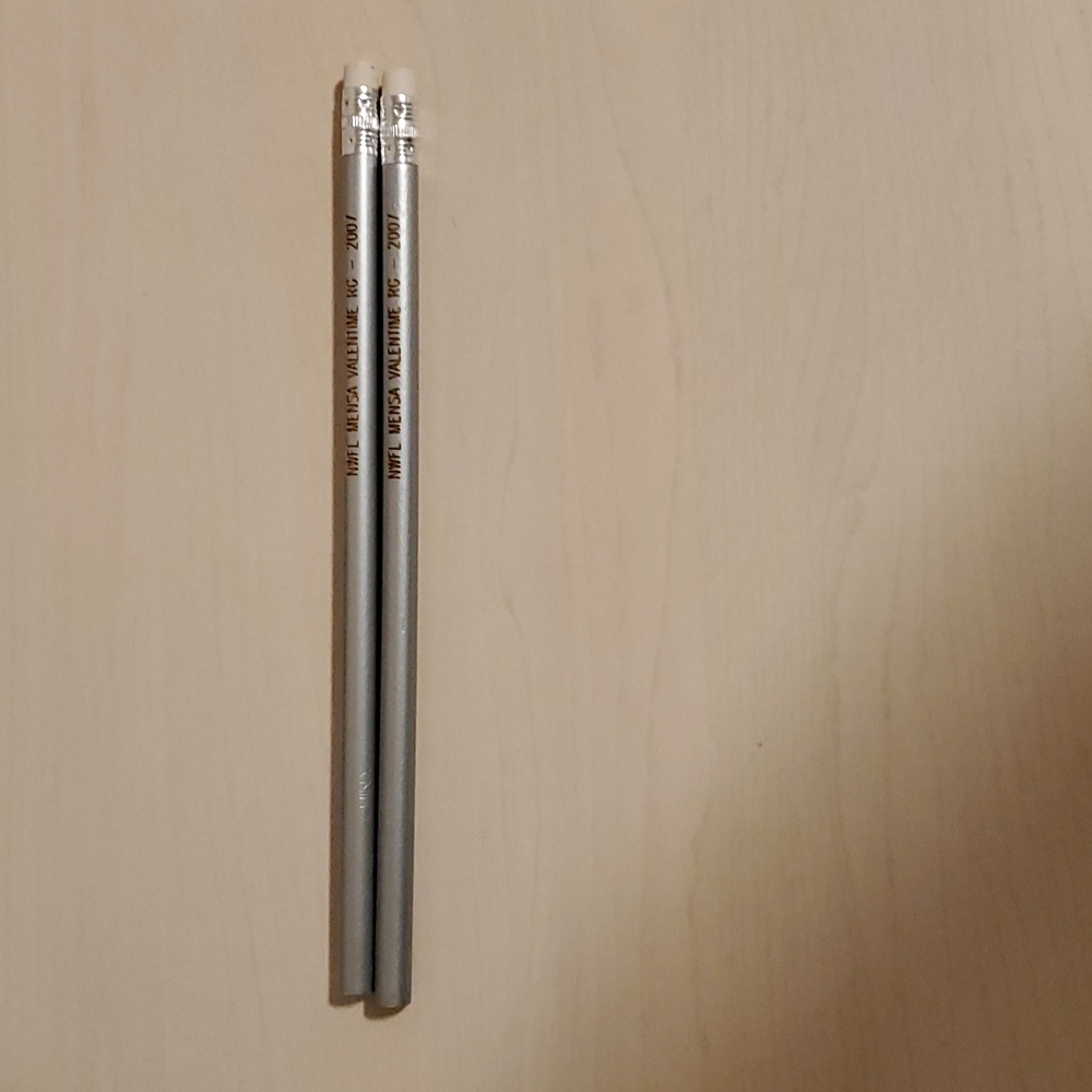Set of Two Silver Mensa Wooden Pencils